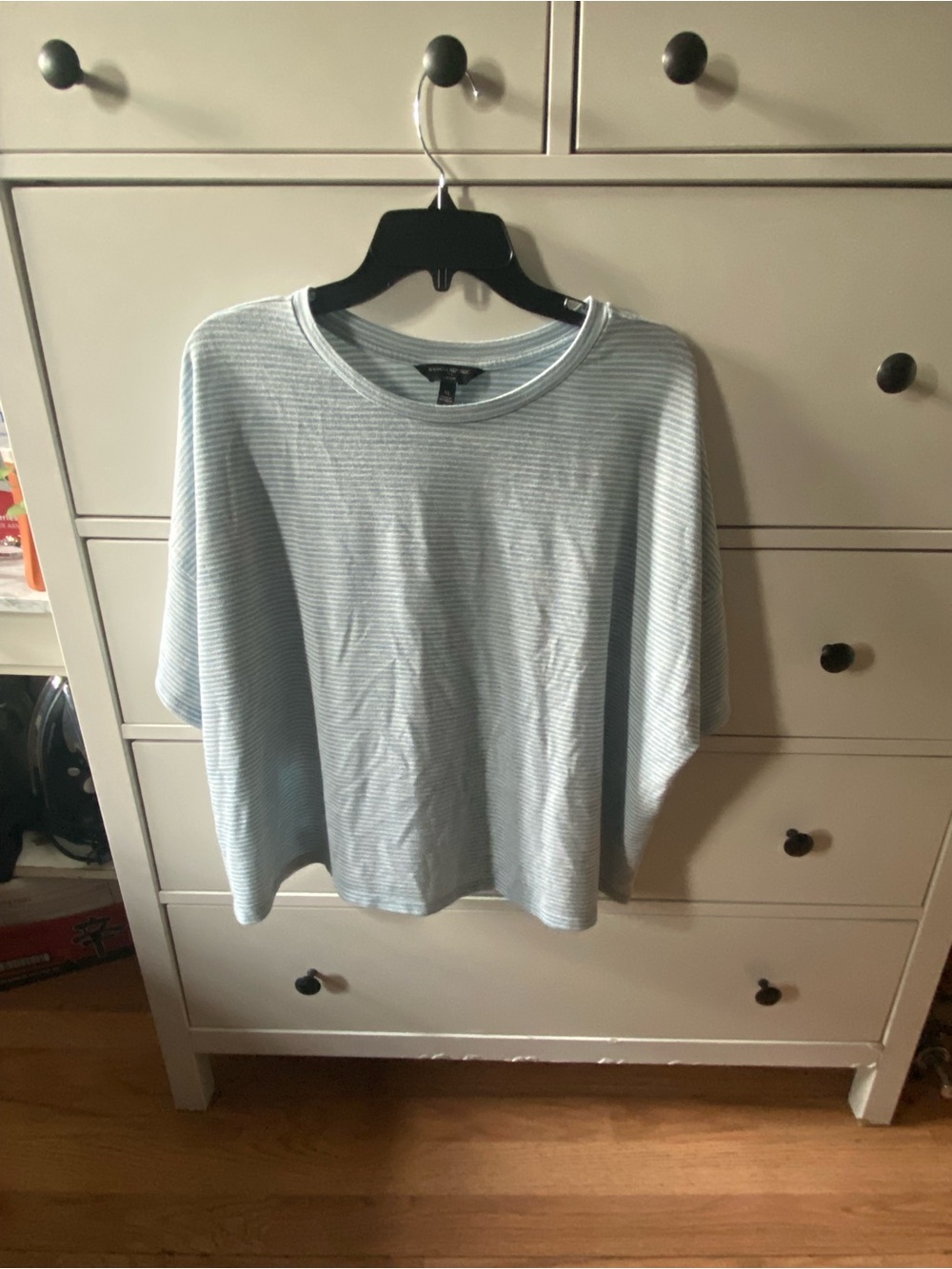 Banana Republic Light Blue and White Striped Knit Tee